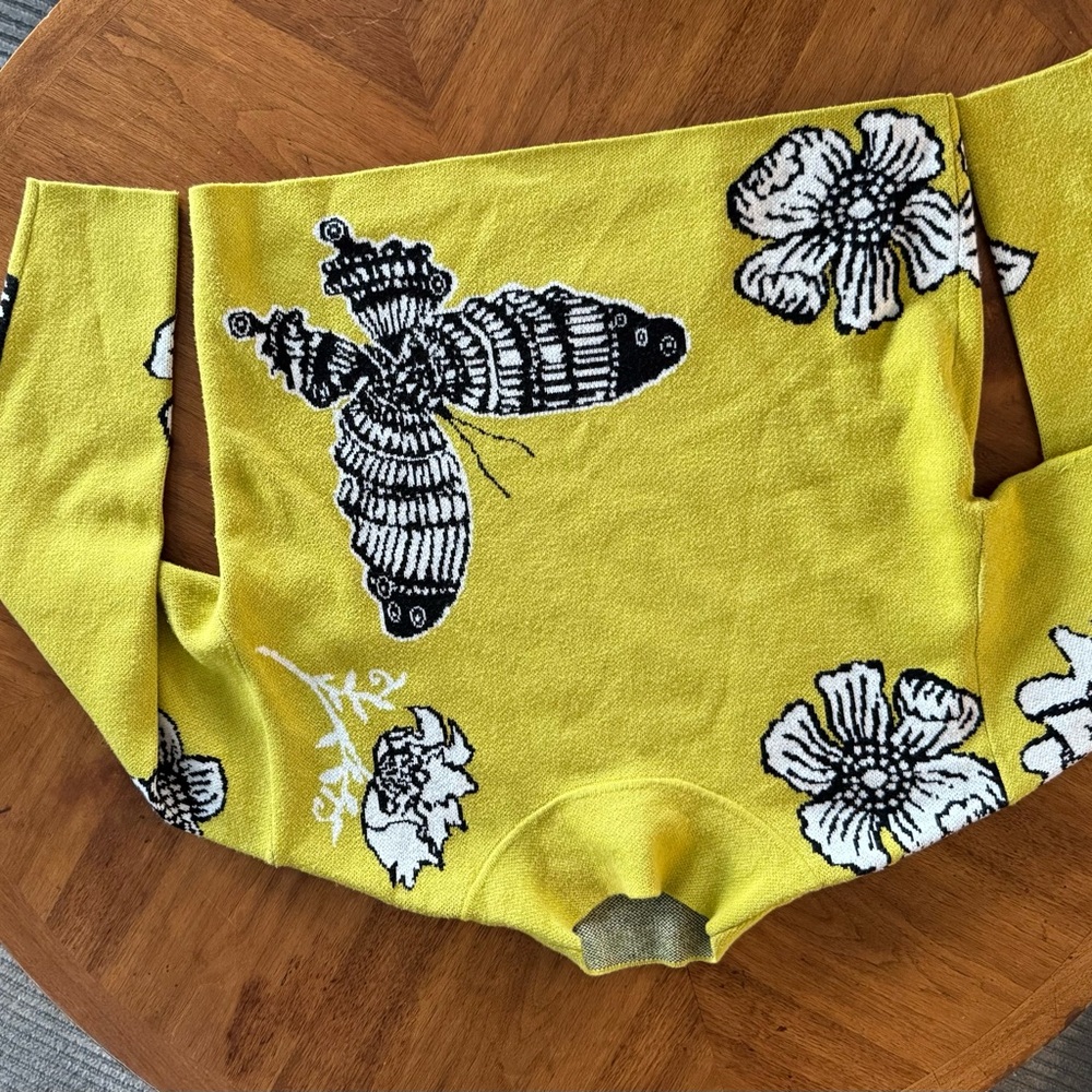 Vibrant Yellow Diaper Cover with Insect and Floral Design